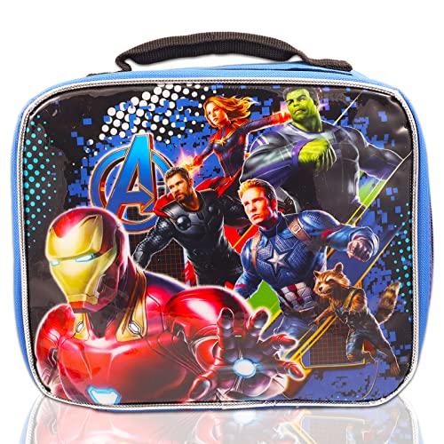 Guardians of the Galaxy Backpack with Avengers Lunch Box Set - Marvel School Bag Bundle with 16” Guardians of the Galaxy Backpack, Avengers Lunch Bag, Stickers, More | Marvel Backpack for Boys