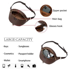 Sling Chest Backpack Fashion bum bag Waist Belt Pack for Men Women Causal Waist Hip Bum Bag Leather Chest Daypack Purses Travel Pouch Sling Backpack Bag (Brown)