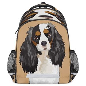 cavalier king charles spaniel backpack for school, laptop backpack bookbag for students travel business with reflective strip