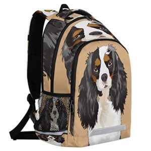 Cavalier King Charles Spaniel Backpack for School, Laptop Backpack Bookbag for Students Travel Business with Reflective Strip