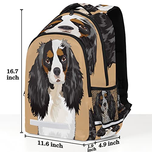 Cavalier King Charles Spaniel Backpack for School, Laptop Backpack Bookbag for Students Travel Business with Reflective Strip