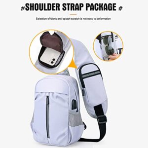 chinatera Small Crossbody Sling Bags for Men Chest Shoulder Bag Casual Backpack with Charger for Outdoor Travel (Grey)
