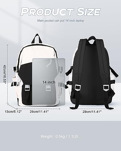 UPPACK Black small backpack for women aesthetic college backpack Bag travel bag Hiking Preppy Backpack for Men Lightweight Casual Daypack