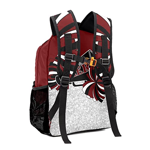 Personalized Cheerleader Dark Red Black Custom Backpack Waterproof Multifunctional Daypack with Name Gift