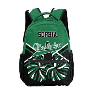 sunfancycustom cheer cheerleader black green white personalized backpack with name waterproof bag for birthday holiday gift for travel office work