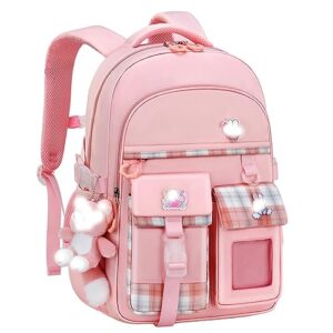 mjun kid girls backpack waterproof cartoon comic 3d bookbag children student school backpack (pink)