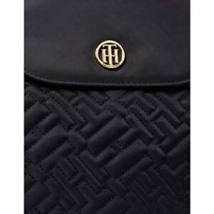 Tommy Hilfiger Nina II Flap Backpack Bias Quilted Smooth Nylon Black One Size