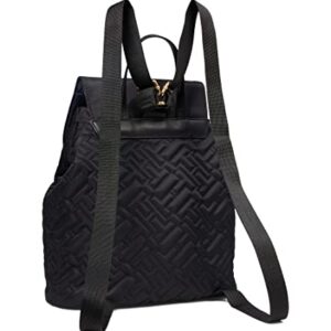 Tommy Hilfiger Nina II Flap Backpack Bias Quilted Smooth Nylon Black One Size