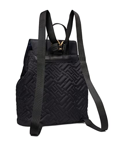 Tommy Hilfiger Nina II Flap Backpack Bias Quilted Smooth Nylon Black One Size