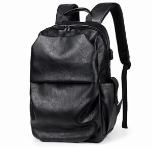 xomolly's anti-theft 15 inch laptop leather backpack (black)