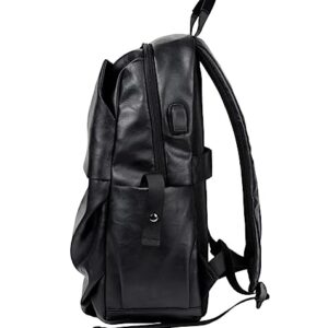 xoMolly's Anti-Theft 15 inch Laptop Leather Backpack (Black)