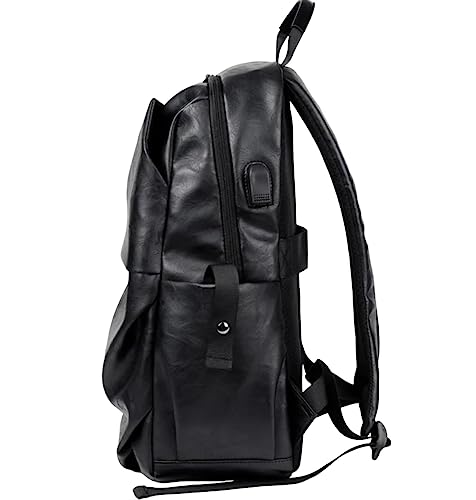 xoMolly's Anti-Theft 15 inch Laptop Leather Backpack (Black)