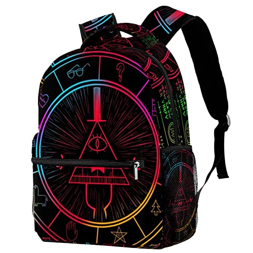 Personalized Bill Cipher Wheel Zodiac School Backpack Book Bag Travel Daypack for Boys Girls