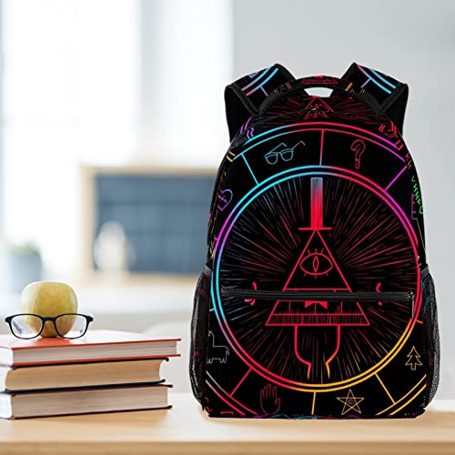 Personalized Bill Cipher Wheel Zodiac School Backpack Book Bag Travel Daypack for Boys Girls