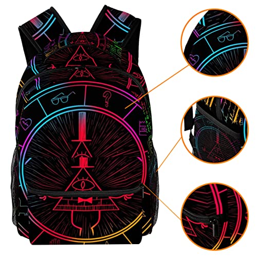 Personalized Bill Cipher Wheel Zodiac School Backpack Book Bag Travel Daypack for Boys Girls