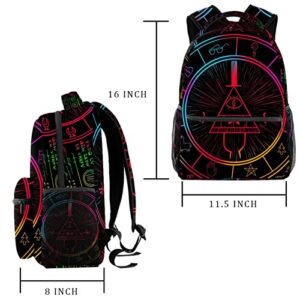 Personalized Bill Cipher Wheel Zodiac School Backpack Book Bag Travel Daypack for Boys Girls