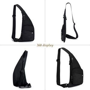 Sling Bag Fashion Crossbody Personal Pocket Bag Sport Chest Backpack Anti-Thief Slim Shoulder Bag Casual Daypack for Men Women Travel Outdoor. (Black)