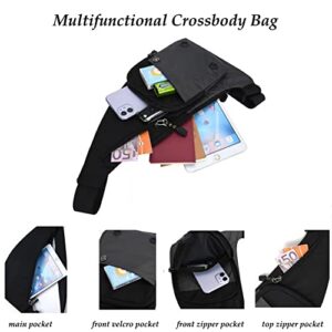 Sling Bag Fashion Crossbody Personal Pocket Bag Sport Chest Backpack Anti-Thief Slim Shoulder Bag Casual Daypack for Men Women Travel Outdoor. (Black)