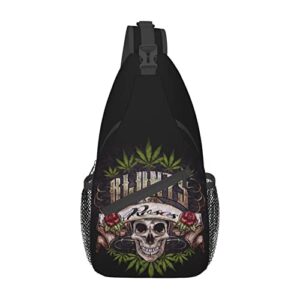 skull marijuana cross chest bag sling backpack fashion hiking daypack unisex chest shoulder bag