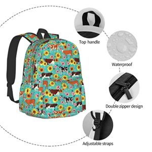 Biunnru Cow Sunflower Flower Travel Backpacks 15 In Cartoon Backpacks For Laptop Backpack