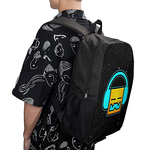 ONBJKPLG Geometry Dash Anime Backpack 17 Inch Cute Funny Bookbag Casual Laptop Daypack for Travel Picnic Camping