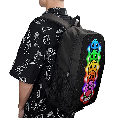 ONBJKPLG Geometry Dash Anime Backpack 17 Inch Cute Funny Bookbag Casual Laptop Daypack for Travel Picnic Camping