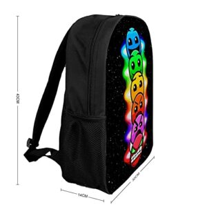 ONBJKPLG Geometry Dash Anime Backpack 17 Inch Cute Funny Bookbag Casual Laptop Daypack for Travel Picnic Camping