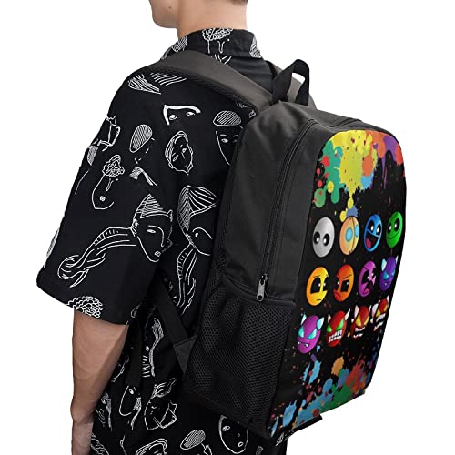 ONBJKPLG Geometry Dash Anime Backpack 17 Inch Cute Funny Bookbag Casual Laptop Daypack for Travel Picnic Camping