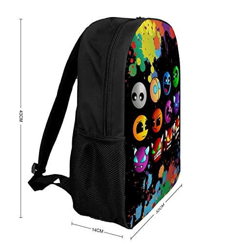 ONBJKPLG Geometry Dash Anime Backpack 17 Inch Cute Funny Bookbag Casual Laptop Daypack for Travel Picnic Camping