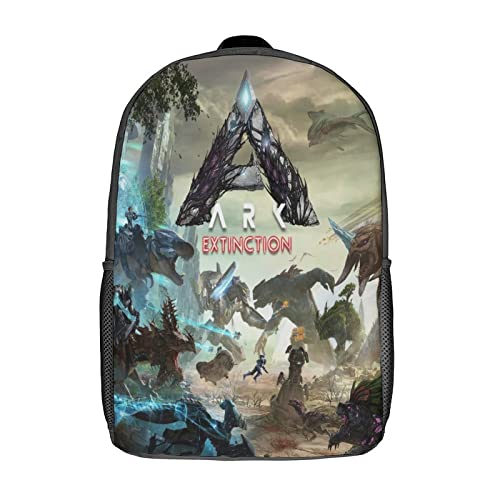 ONBJKPLG ARK Survival Evolved Anime Backpack 17 Inch Cute Funny Bookbag Casual Laptop Daypack for Travel Picnic Camping