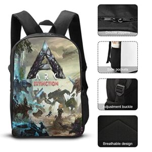 ONBJKPLG ARK Survival Evolved Anime Backpack 17 Inch Cute Funny Bookbag Casual Laptop Daypack for Travel Picnic Camping