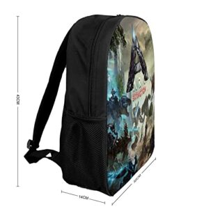 ONBJKPLG ARK Survival Evolved Anime Backpack 17 Inch Cute Funny Bookbag Casual Laptop Daypack for Travel Picnic Camping