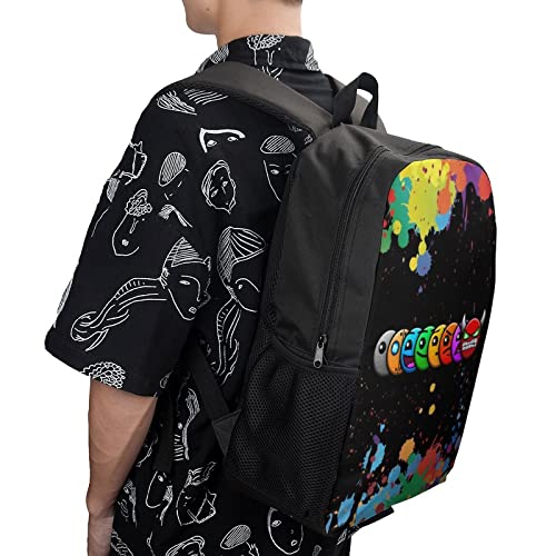 ONBJKPLG Geometry Dash Anime Backpack 17 Inch Cute Funny Bookbag Casual Laptop Daypack for Travel Picnic Camping