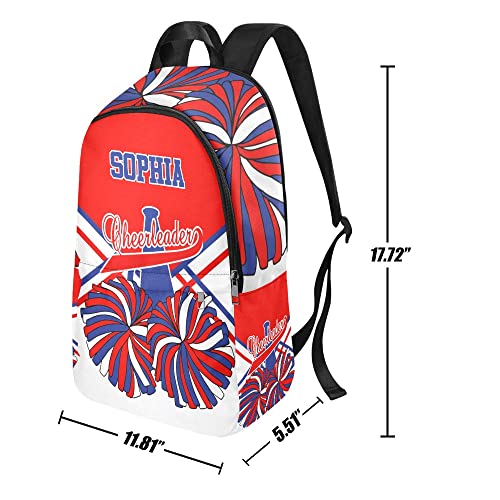 CUXWEOT Personalized Cheer Red White Cheerleader Backpack with Name Custom Travel Bag for women Men