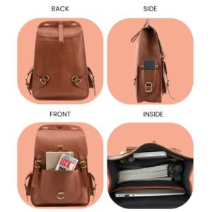 Handmade World Vintage Full Grain 20 Inch Tan Brown Leather Laptop Large Backpack Casual Bookbag Daypack Camping Travel Rucksack Knapsack