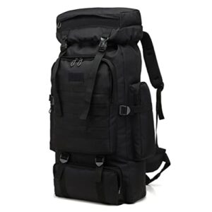 vuku 70l hiking backpack for men, waterproof camping backpack hiking daypack for men tactical, survival military rucksack for men traveling outdoor (black)
