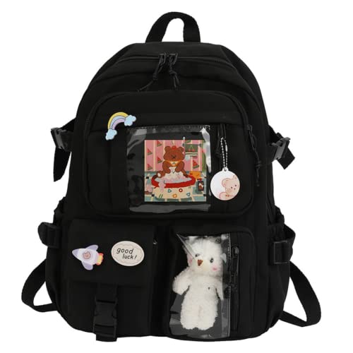 HUIHSVHA Kawaii Backpack, Aesthetic School Laptop Bag With Pin Accessories, Travel Daypack Bookbag for Teens Girls Students