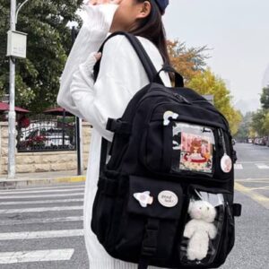 HUIHSVHA Kawaii Backpack, Aesthetic School Laptop Bag With Pin Accessories, Travel Daypack Bookbag for Teens Girls Students