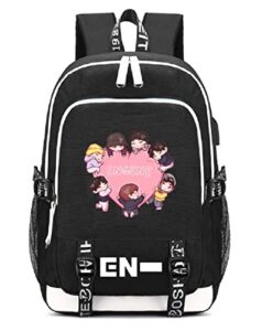 justgogo enhypen backpack daypack laptop bag school bag mochila bookbag shoulder bag color2