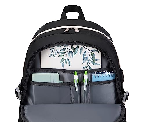 Teecho Waterproof Backpack Set for Teen Girls Cute Backpack Purse for Women Weeken Travel Rucksack Black