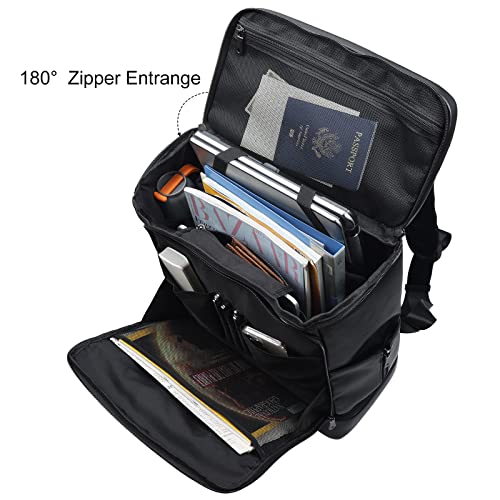 TIDING Napa Leather Multiple Backpack 15 Inch Laptop Bag Casual Travel Daypack with Shoe Compartment