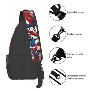 Ningguang Super Hero Sling Bag Cartoon Crossbody Backpack Comics Shoulder Bag Hero Theme Travel Hiking Chest Bag Daypack for Men