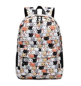 teecho cute backpack for girl roomy college middle day bag for girl women knapsack cat