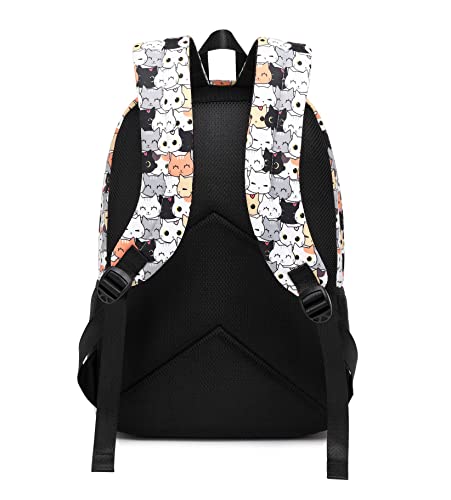 Teecho Cute Backpack for Girl Roomy College Middle Day Bag For Girl Women Knapsack Cat