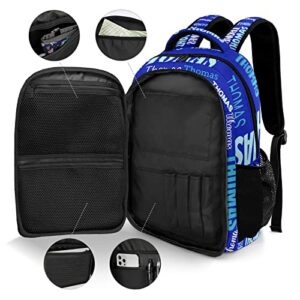 XOZOTY Navy Blue Backpack Personalized with Name for Men Women Shoulder Bag Laptop Bag Bookbag