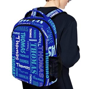 XOZOTY Navy Blue Backpack Personalized with Name for Men Women Shoulder Bag Laptop Bag Bookbag