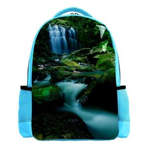 vbfofbv unisex adult backpack with for travel work, rainforest waterfall landscape