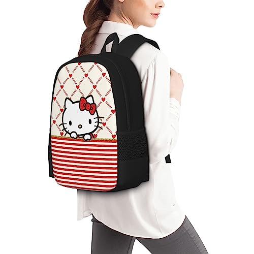 FENTI Cartoon Cute Cat Backpack 17 In Large Capacity Daypack Casual Travel Laptop Backpack for Women Girl