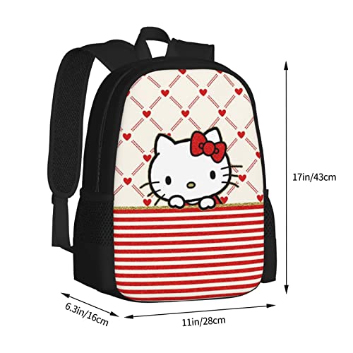 FENTI Cartoon Cute Cat Backpack 17 In Large Capacity Daypack Casual Travel Laptop Backpack for Women Girl