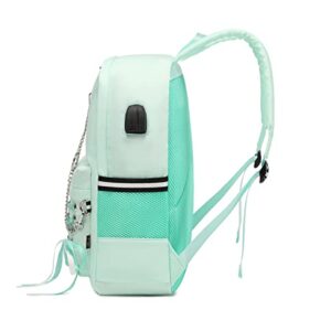 Teecho Backpack for Women Cute College Backpack for Girl Fashion Casual Daypack Mint Green